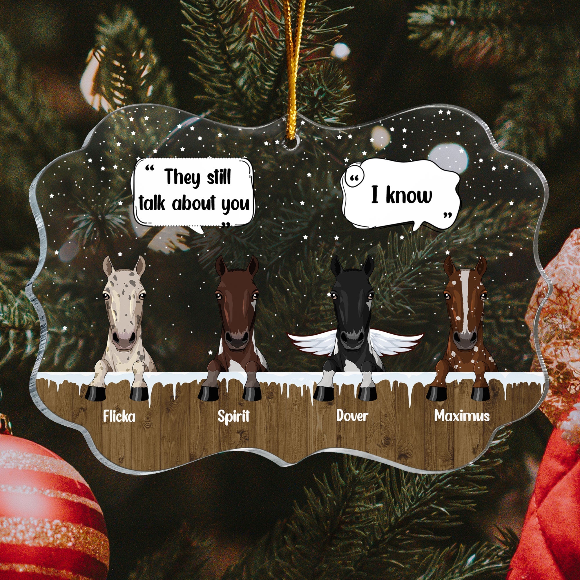 We Still Think About You - Personalized Acrylic Ornament - Christmas, Memorial, Loving Gift For Horse Owners, We Still Think About You - Personalized Acrylic Ornament - Christmas, Memorial, Loving Gift For Horse Owners, Horse Lovers