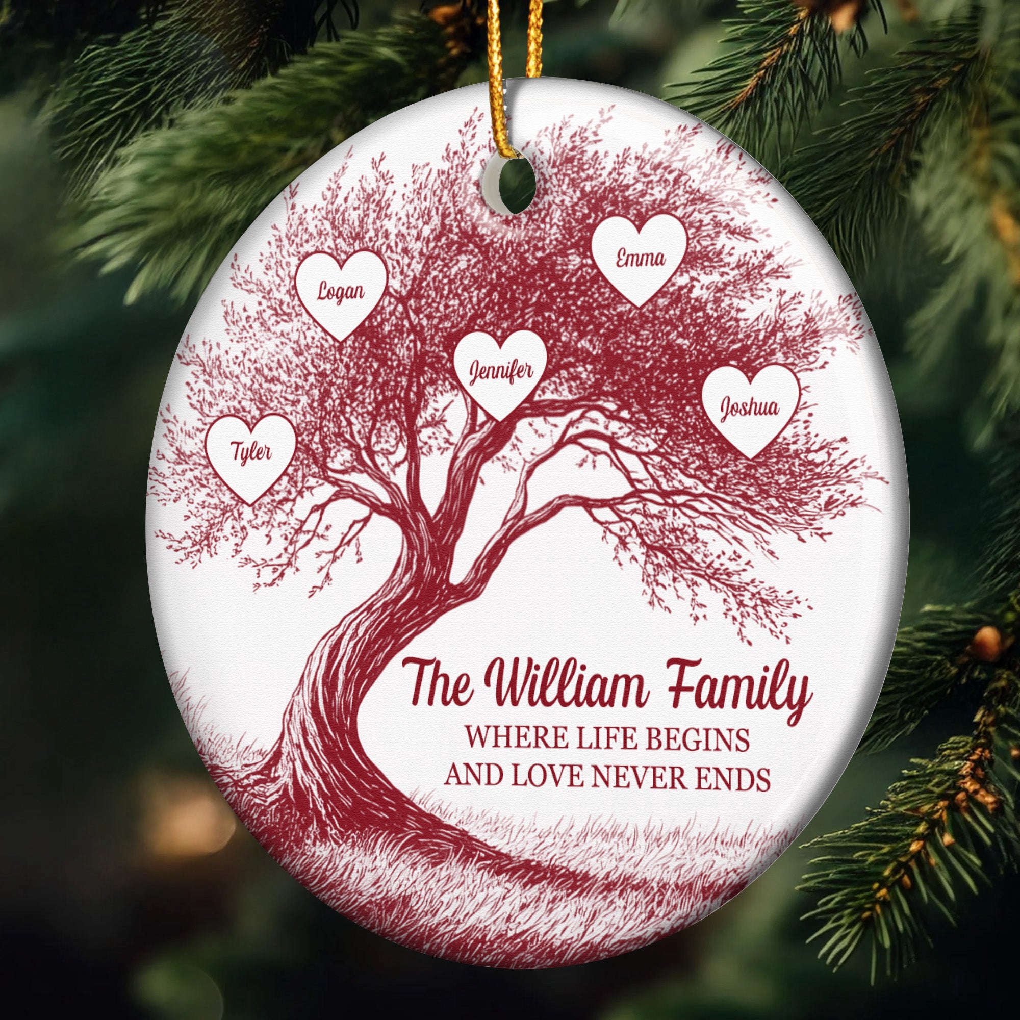 Where Life Begins And Love Never Ends - Personalized Ceramic Ornament