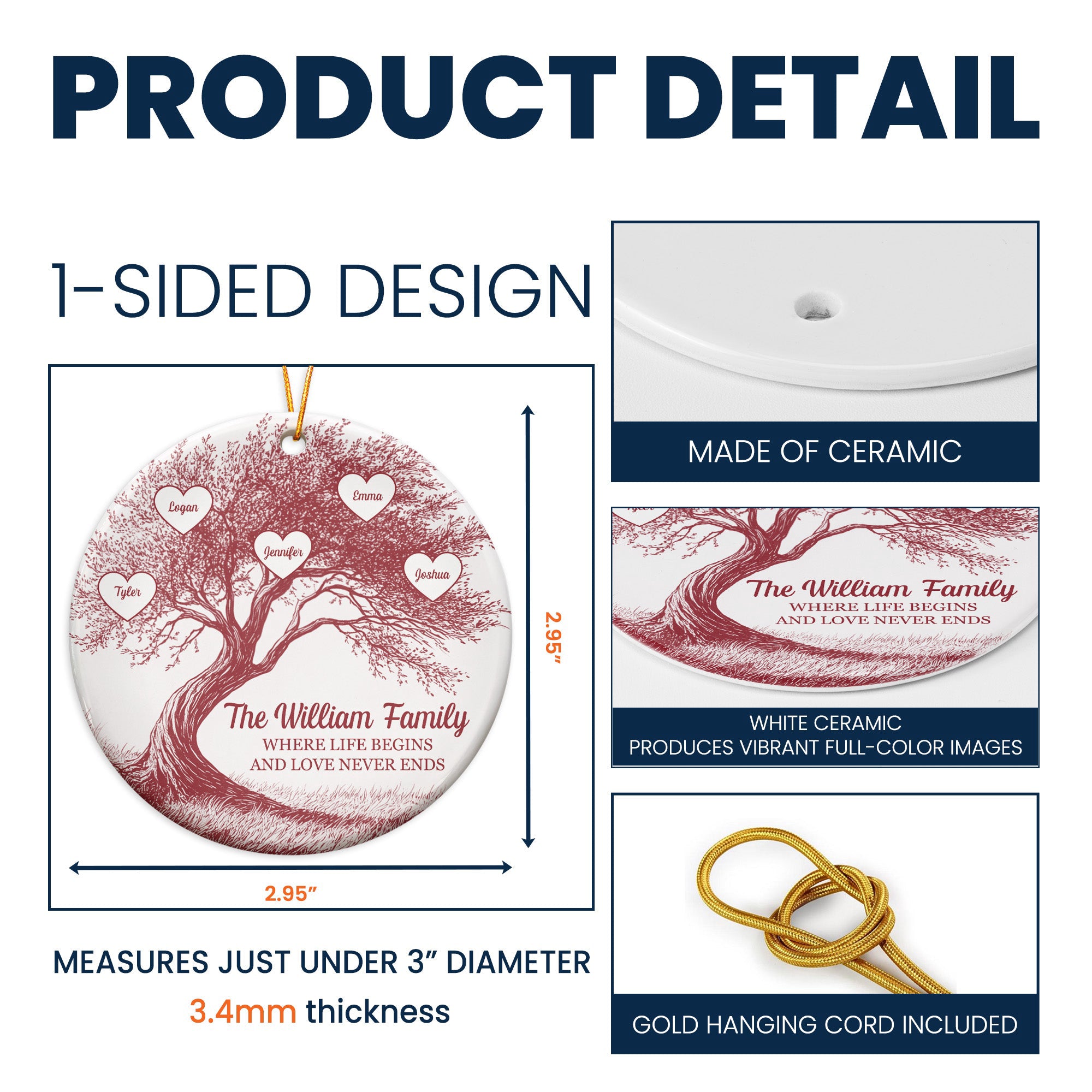 Where Life Begins And Love Never Ends - Personalized Ceramic Ornament