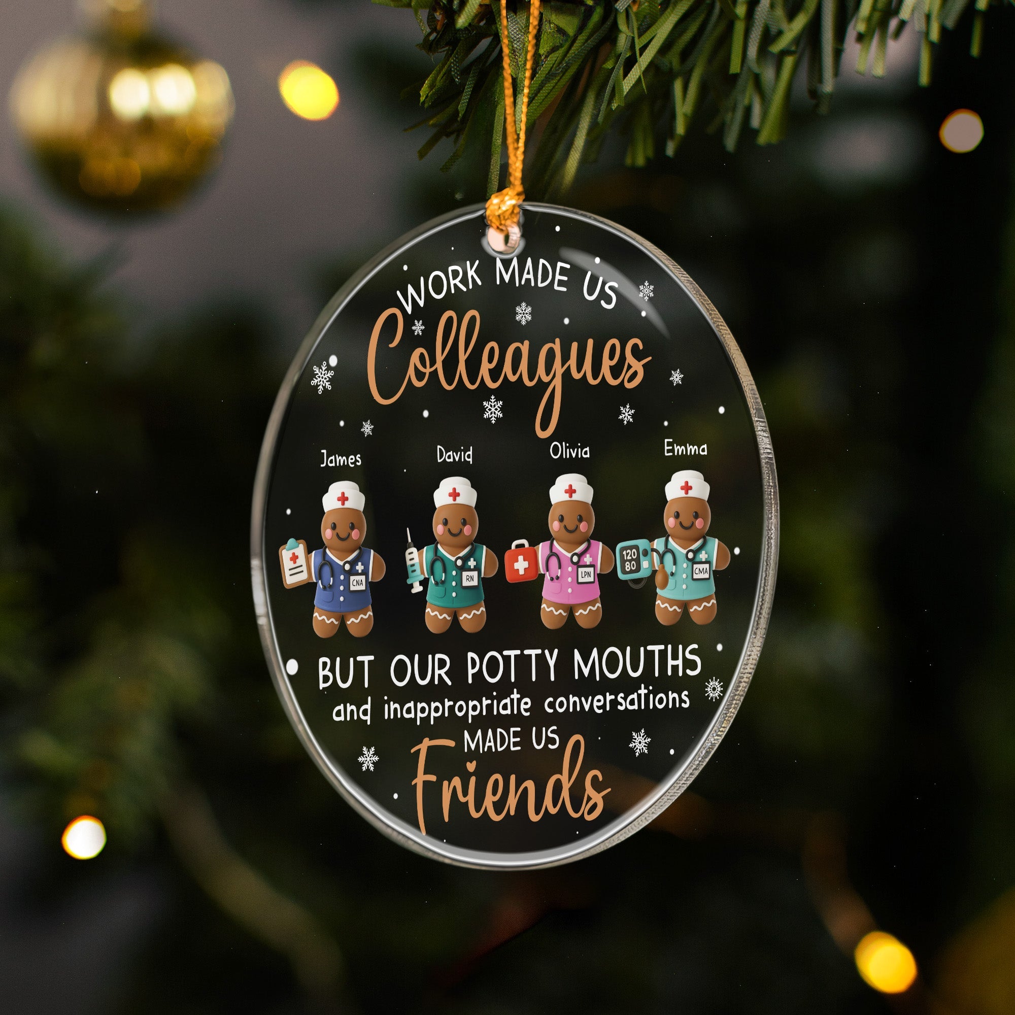 Work Made Us Colleagues - Nurse Gingerbread Crew - Personalized Acrylic Ornament