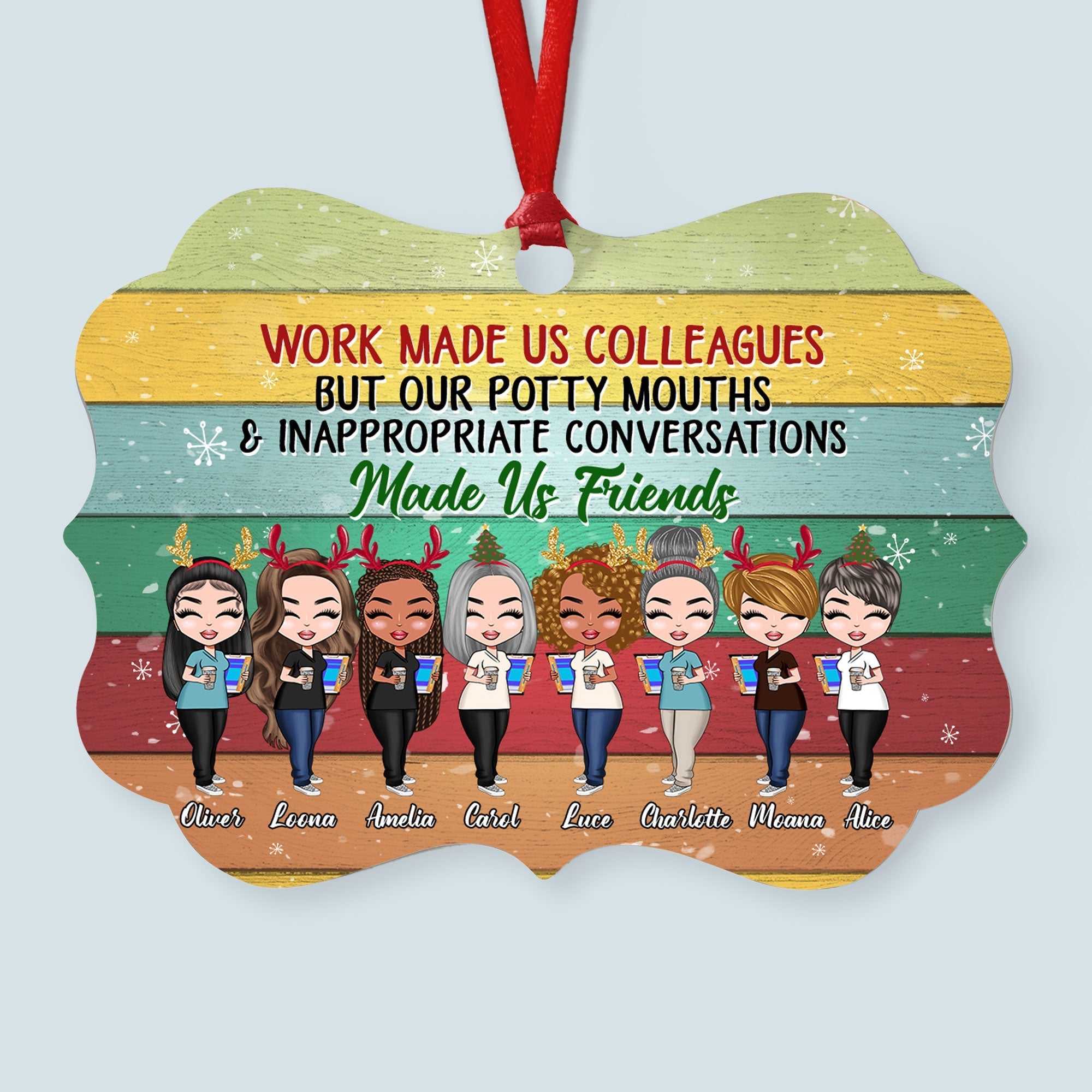 Our Potty Mouths Made Us Friends  - Personalized Aluminum Ornament - Christmas Gift For Colleagues