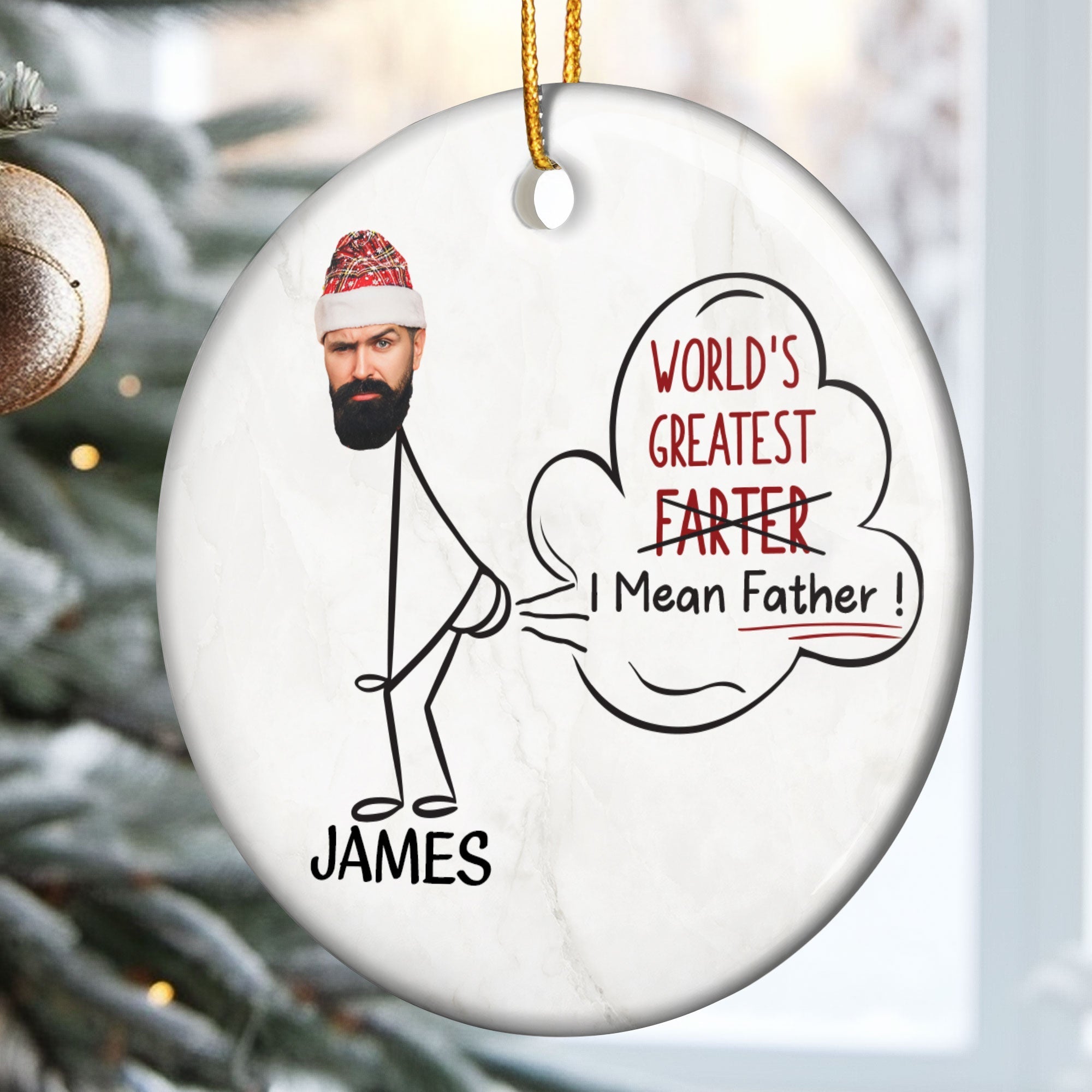 World's Greatest Farter - Personalized Ceramic Photo Ornament