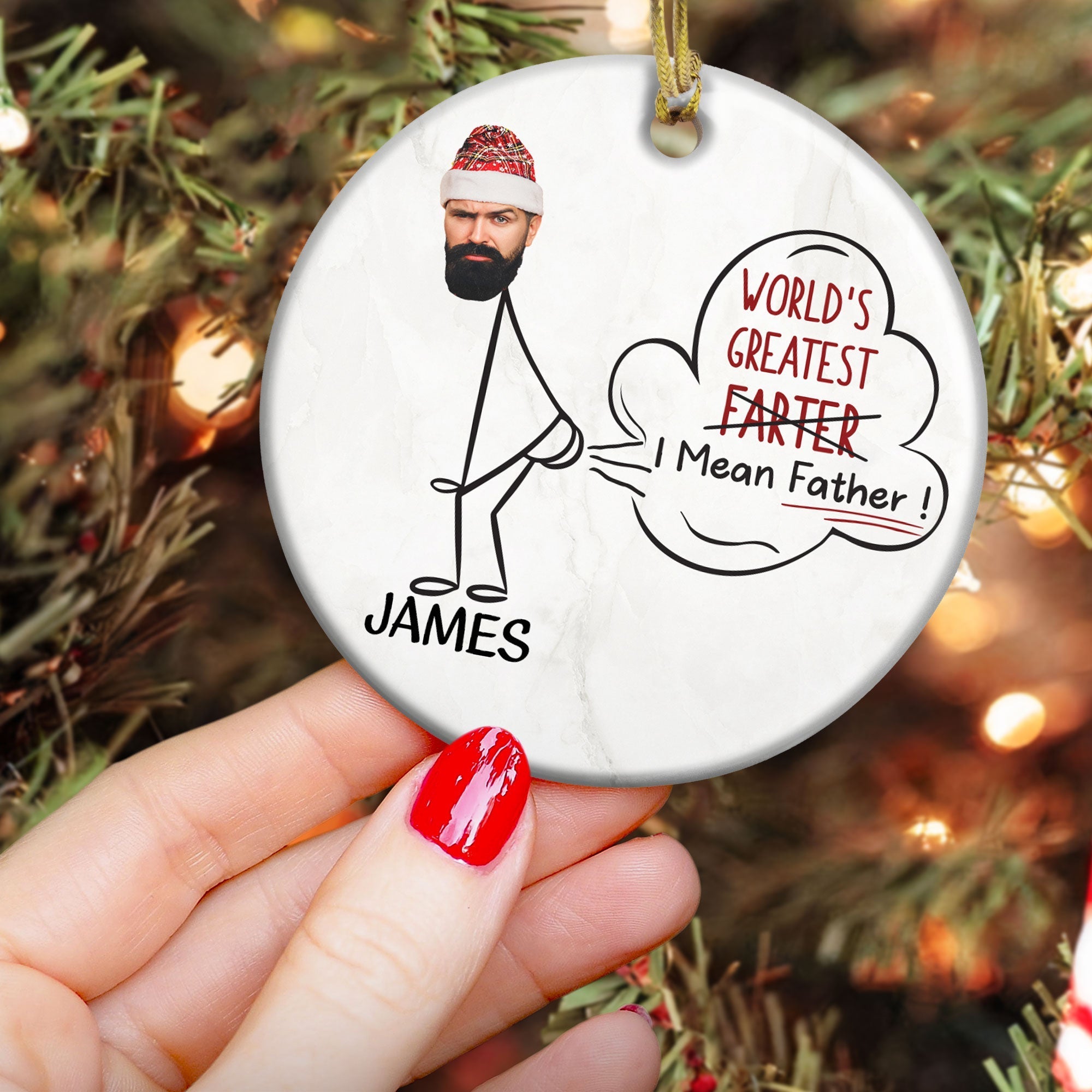 World's Greatest Farter - Personalized Ceramic Photo Ornament
