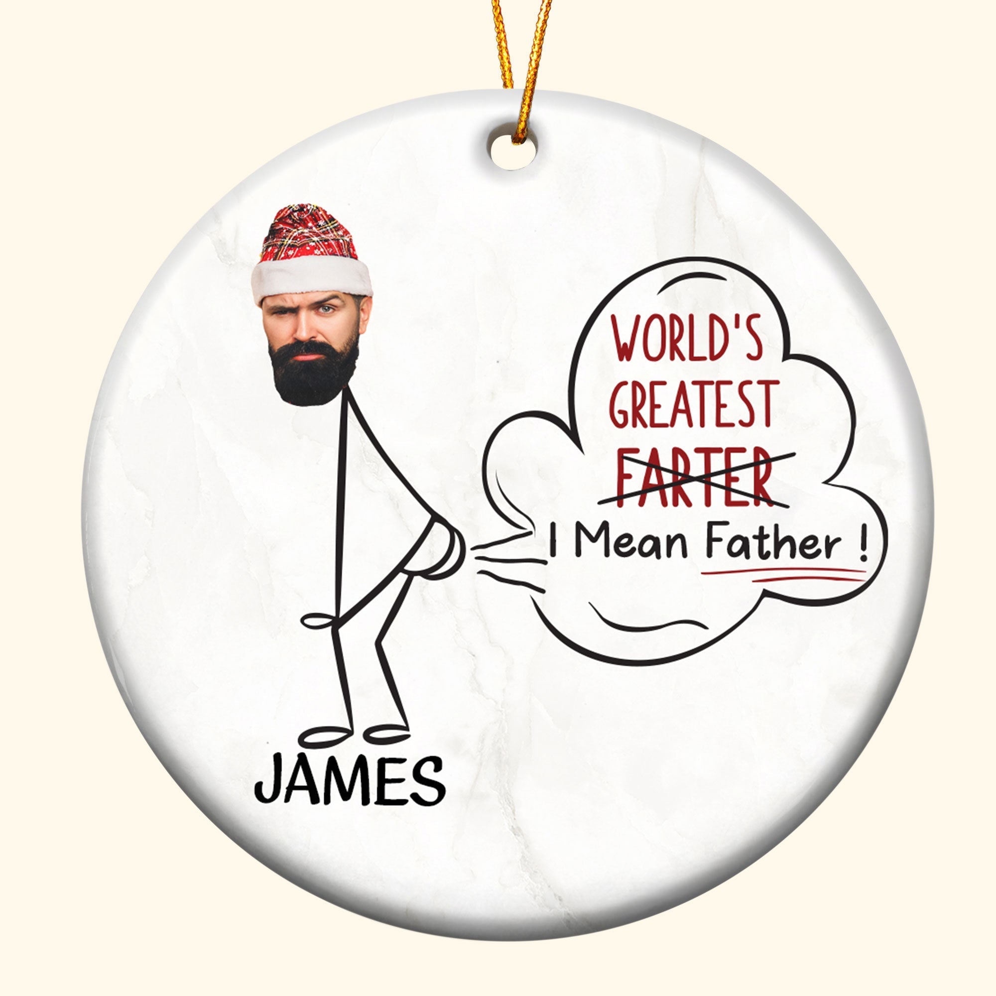 World's Greatest Farter - Personalized Ceramic Photo Ornament