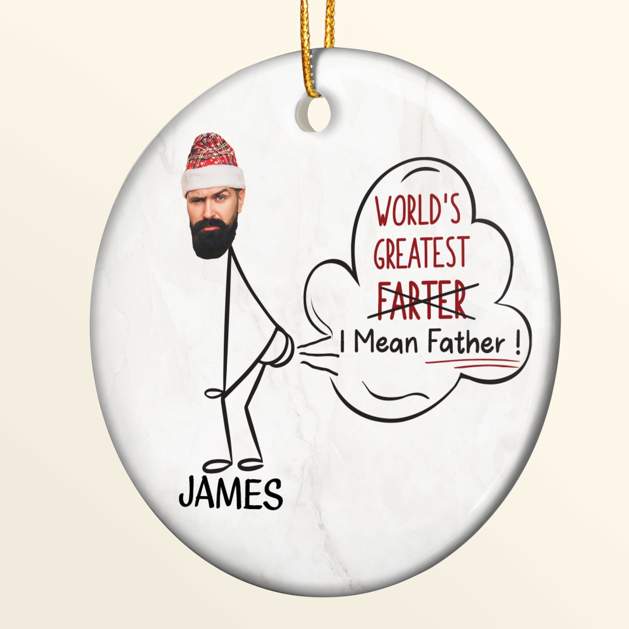 World's Greatest Farter - Personalized Ceramic Photo Ornament