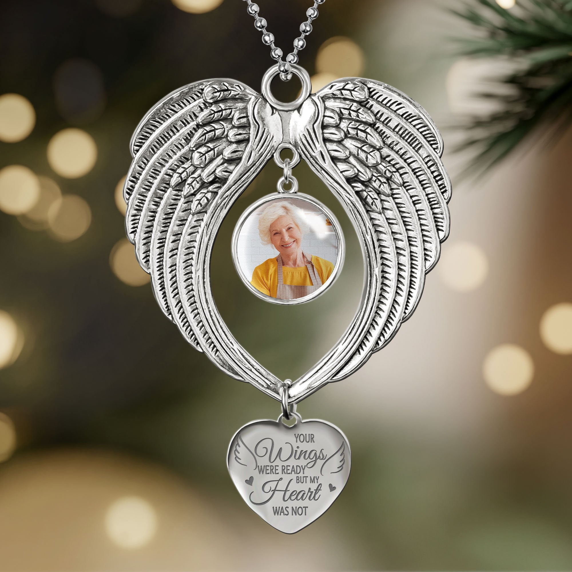Your Wings Were Ready But My Heart Was Not - Custom Angel Wings Photo Ornament