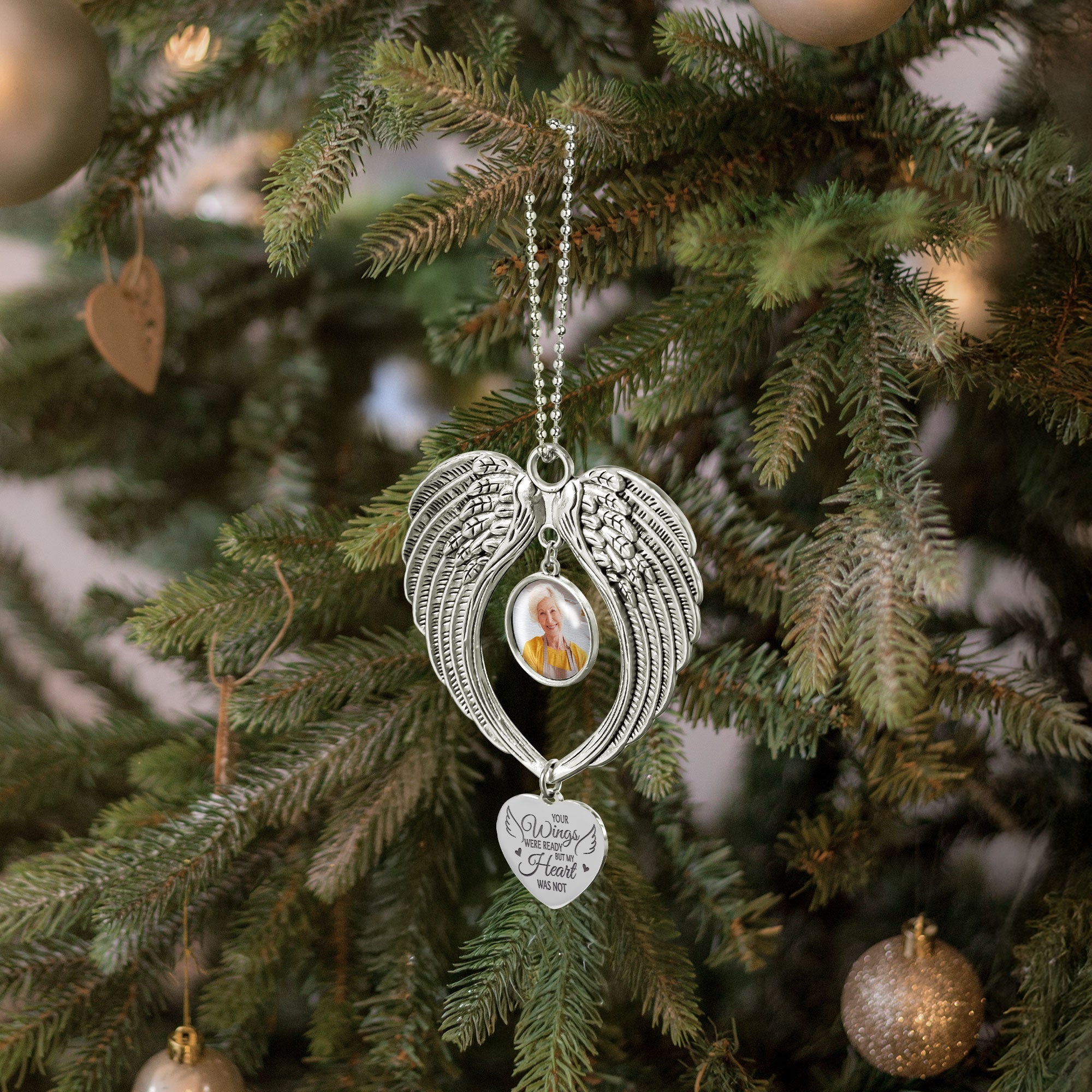 Your Wings Were Ready But My Heart Was Not - Custom Angel Wings Photo Ornament