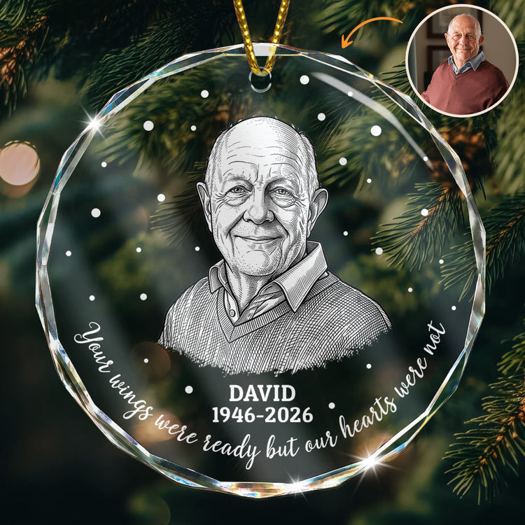 Your_Wings_Were_Ready_But_Our_Hearts_Were_Not_Photo_Sketch_Line_Art_Personalized_Ornament_1