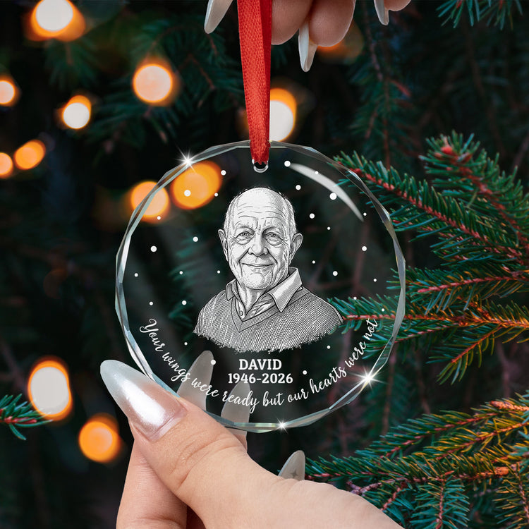 Your_Wings_Were_Ready_But_Our_Hearts_Were_Not_Photo_Sketch_Line_Art_Personalized_Ornament_2