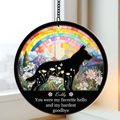My Favorite Hello & Hardest Goodbye - Personalized Window Hanging Suncatcher Ornament