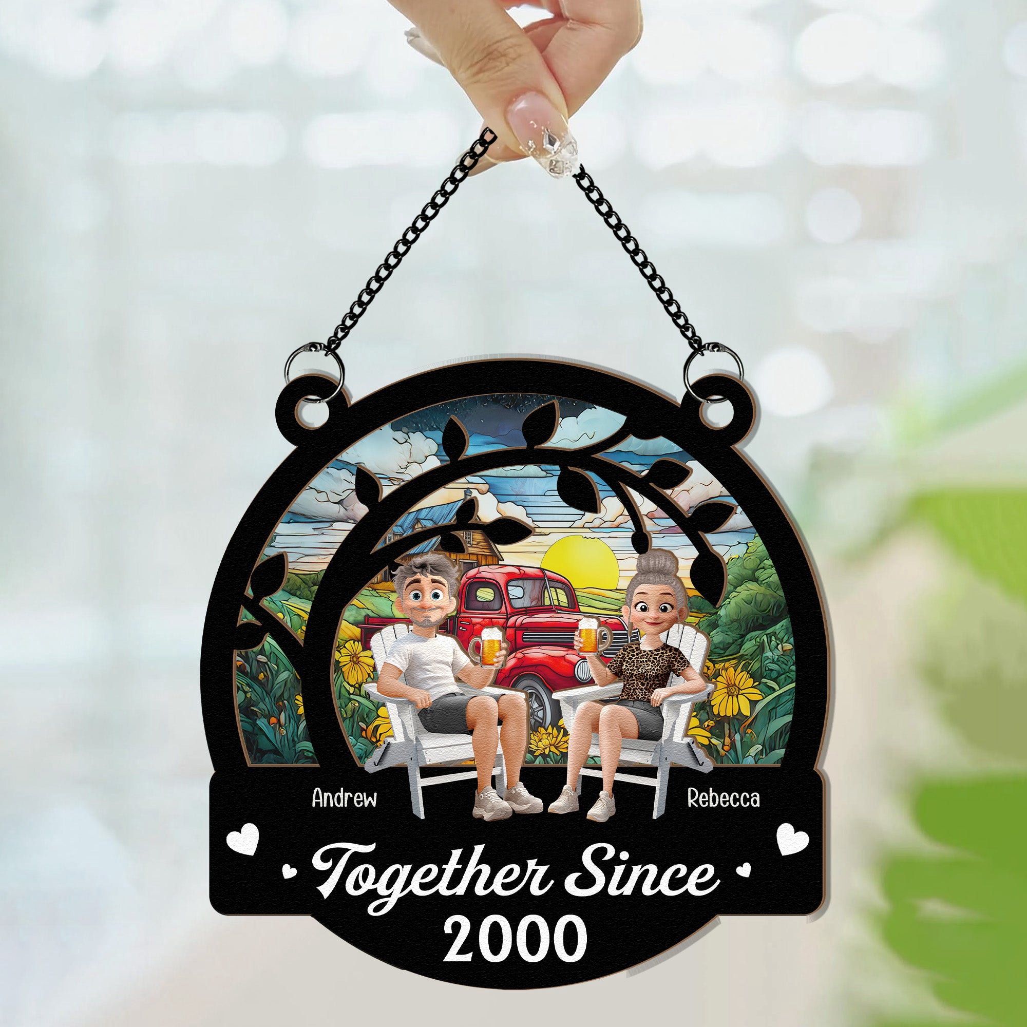 Together Since Couple Anniversary - Personalized Window Hanging Suncatcher Ornament