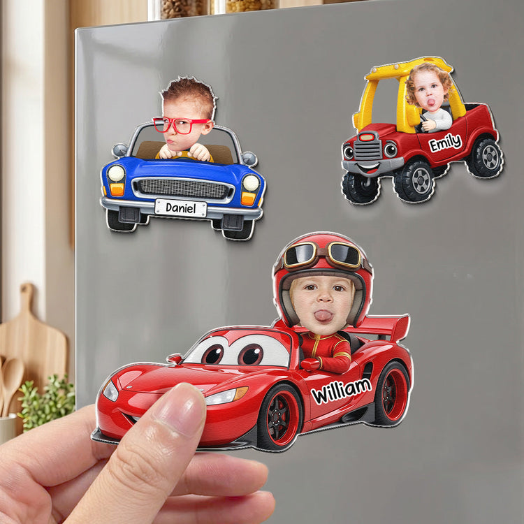 custom-cute-kids-face-racing-cars-personalized-magnet-4