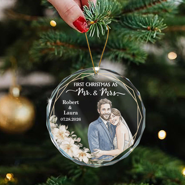 custom-photo-watercolor-art-first-christmas-as-mr-and-mrs-couple-gifts-personalized-ornament-4