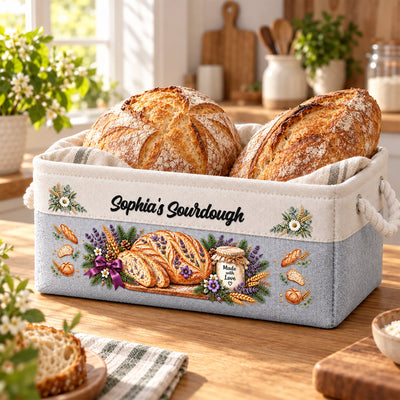 Custom Sourdough Baking Basket Gift For Sourdough Lovers - Personalized Storage Basket
