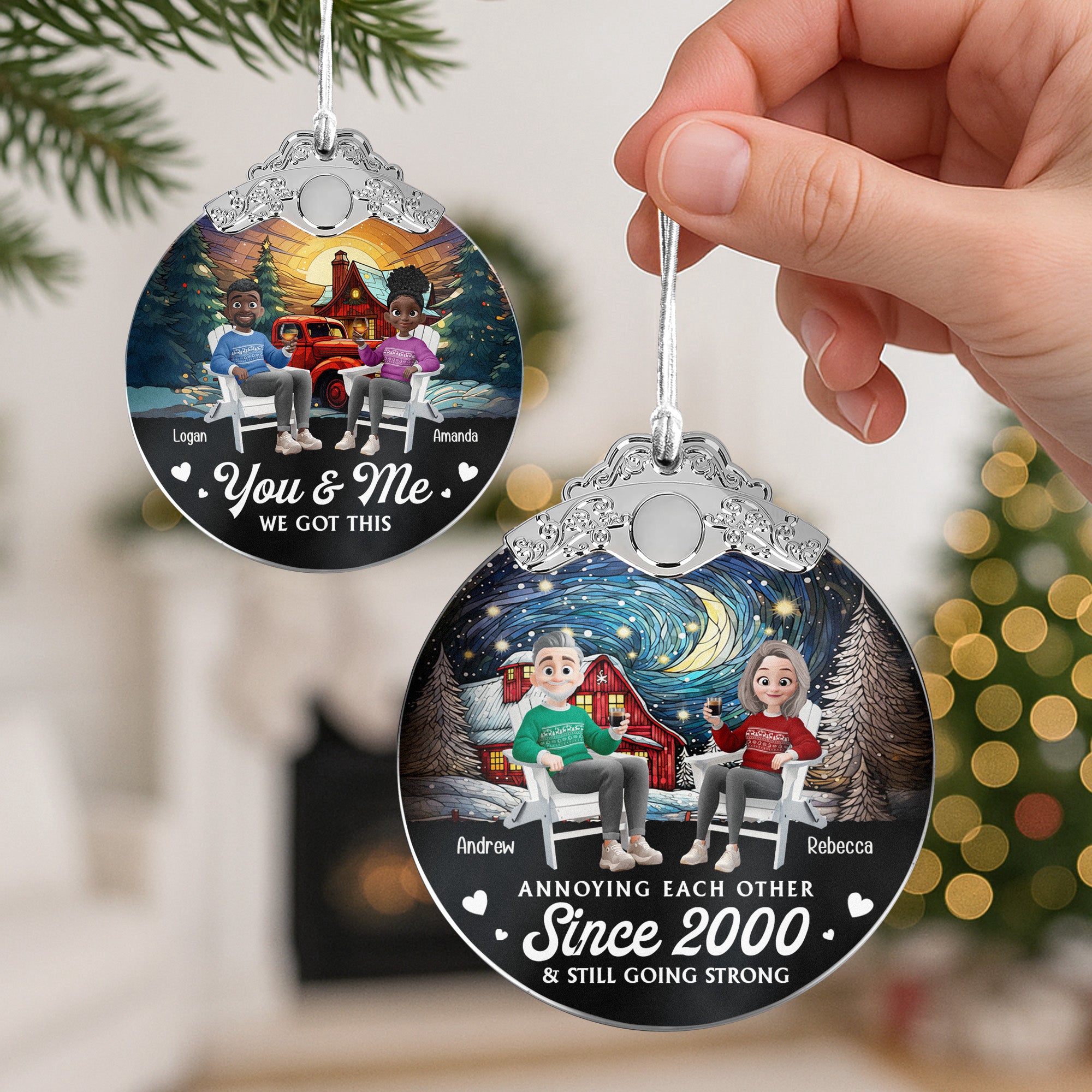 Annoying Each Other Since & Still Going Strong - Personalized Glass Ornament With Silver Cap