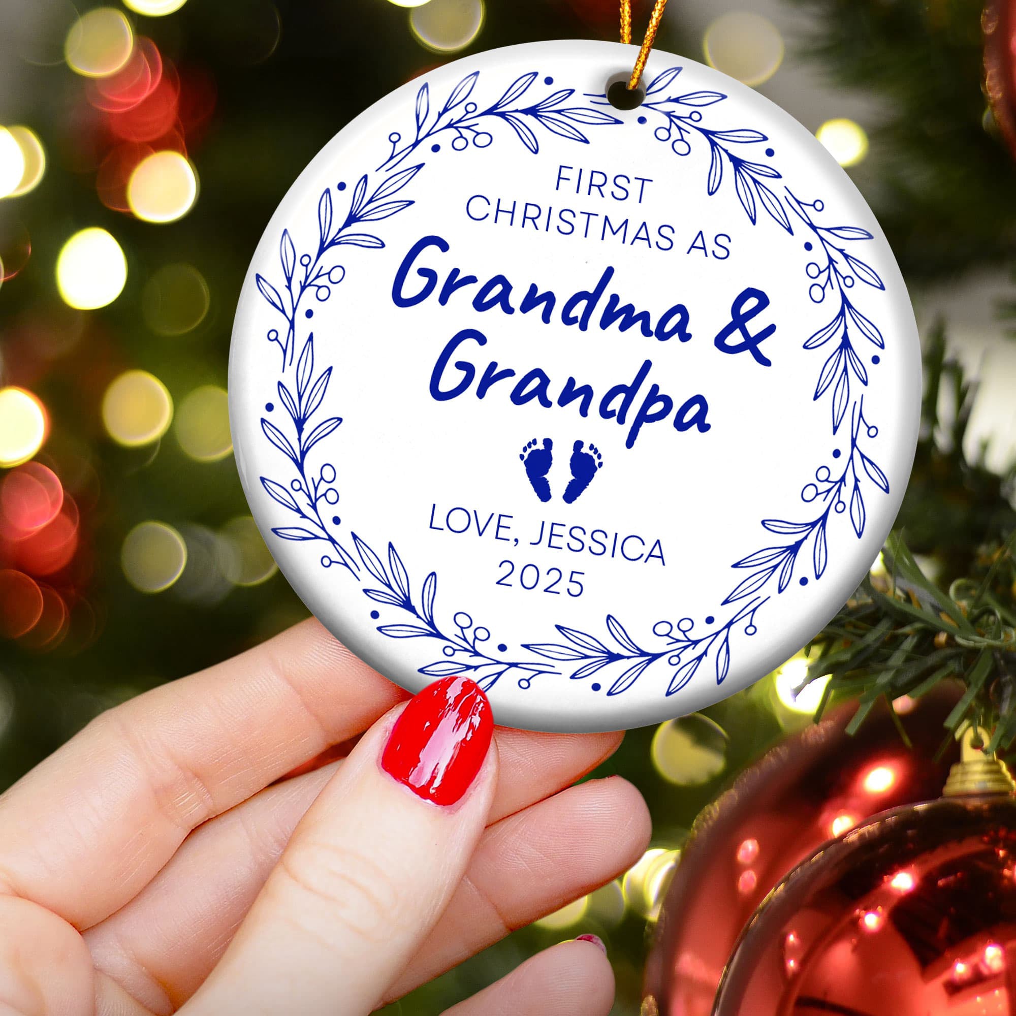 First Christmas As Grandma & Grandpa - Personalized Ceramic Ornament