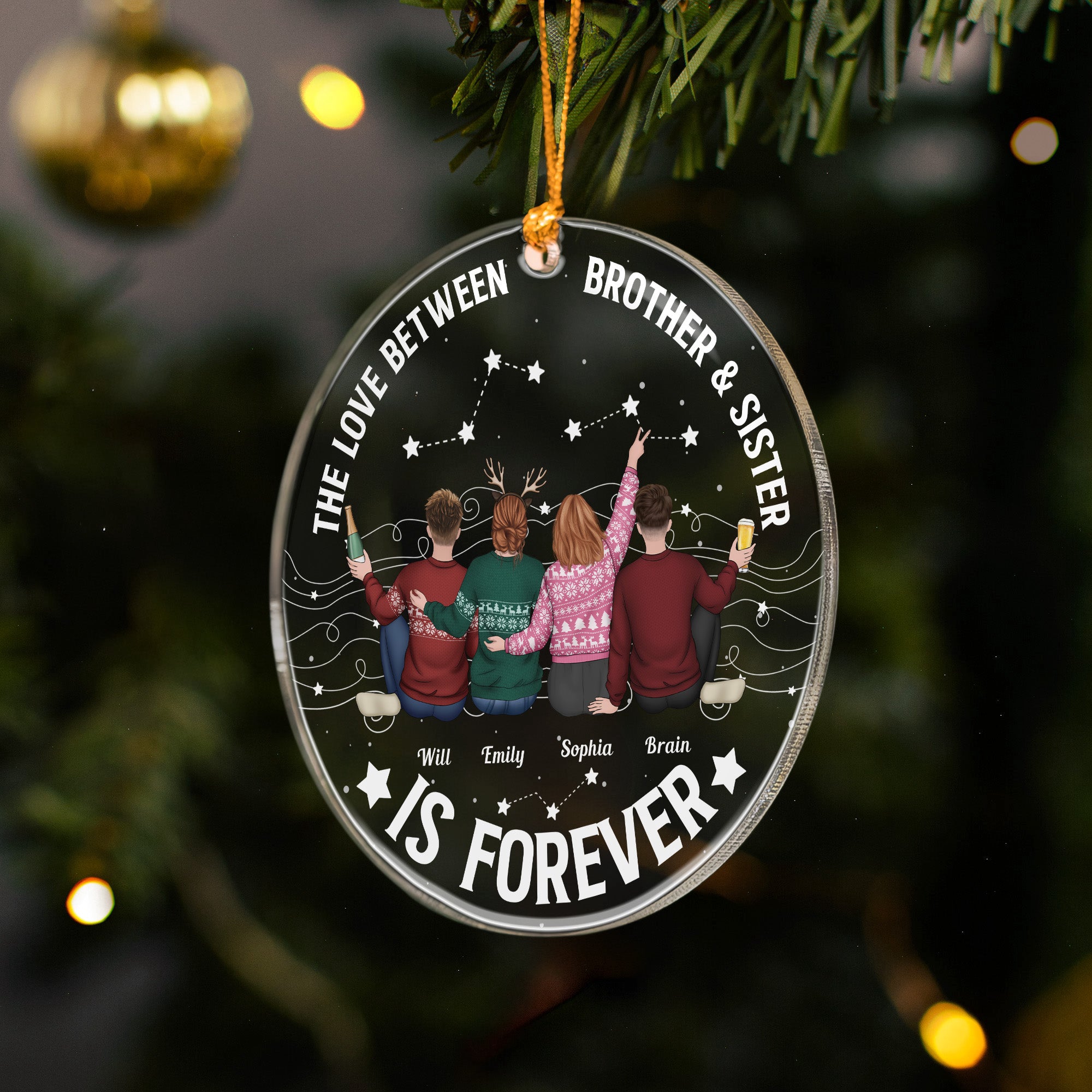 Family, Brothers & Sisters Forever Linked Together - Personalized Acrylic Ornament