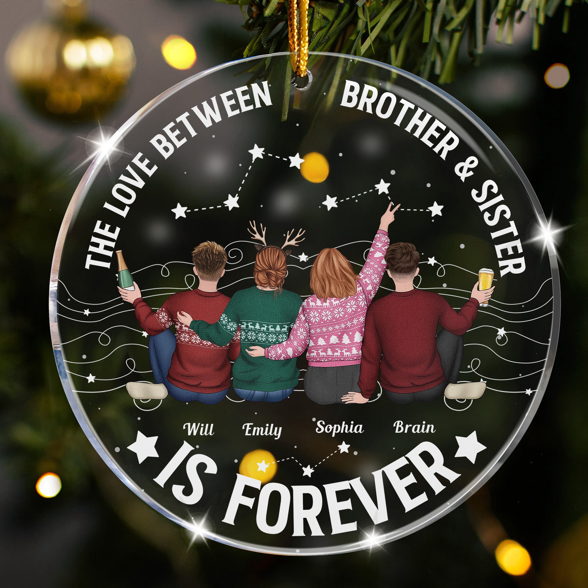 Family, Brothers & Sisters Forever Linked Together - Personalized Acrylic Ornament
