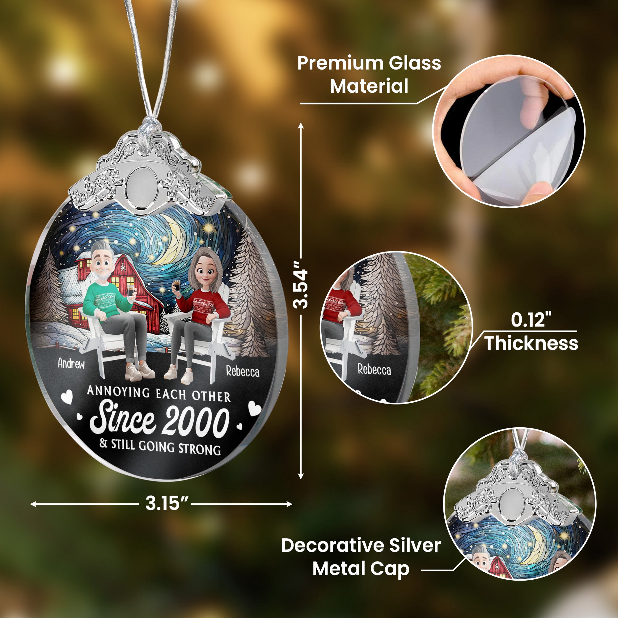 Annoying Each Other Since & Still Going Strong - Personalized Glass Ornament With Silver Cap