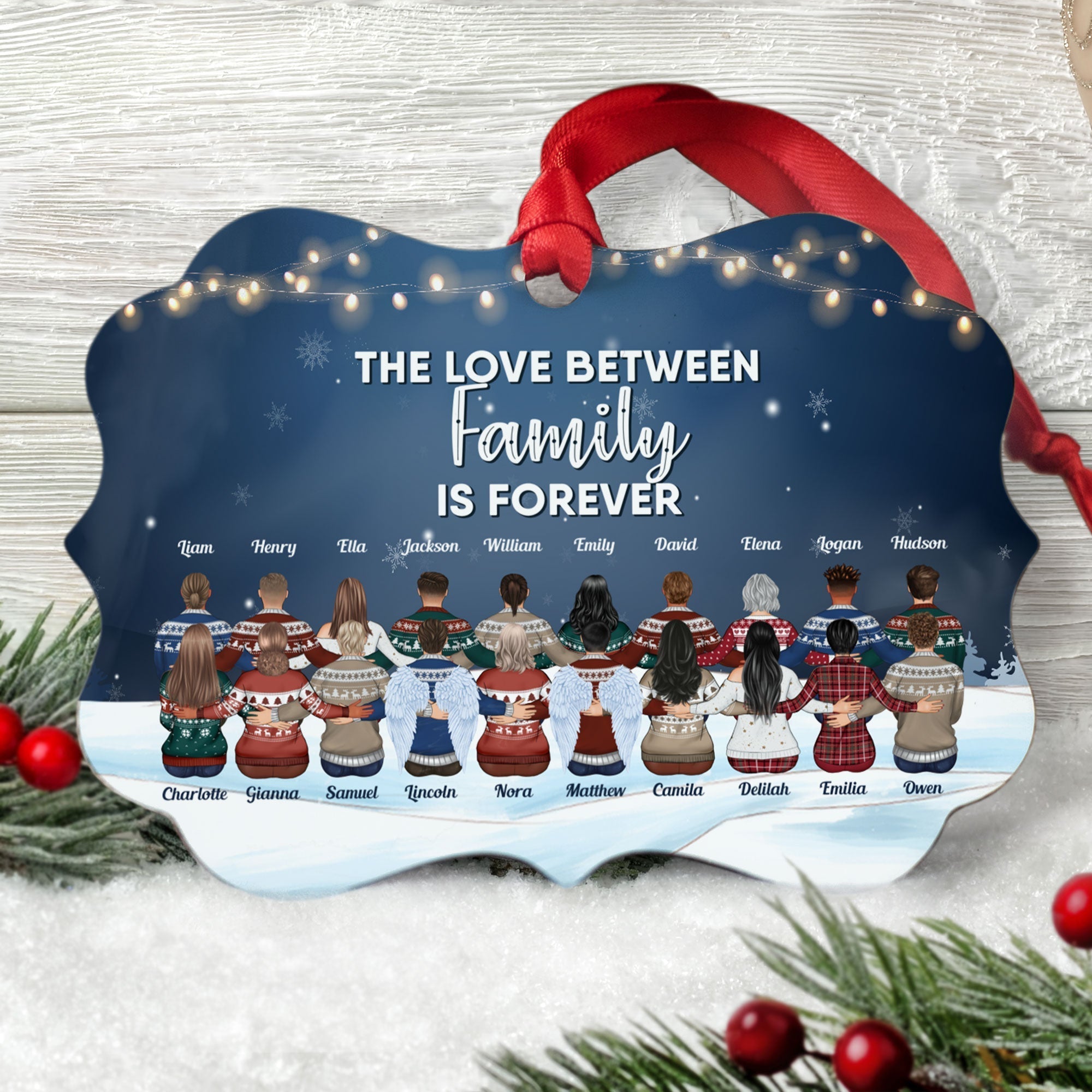The Love Between Family Is Forever - Personalized Aluminum Ornament - Christmas Gift Siblings Ornament For Siblings - Family Hugging - Up To 20 People