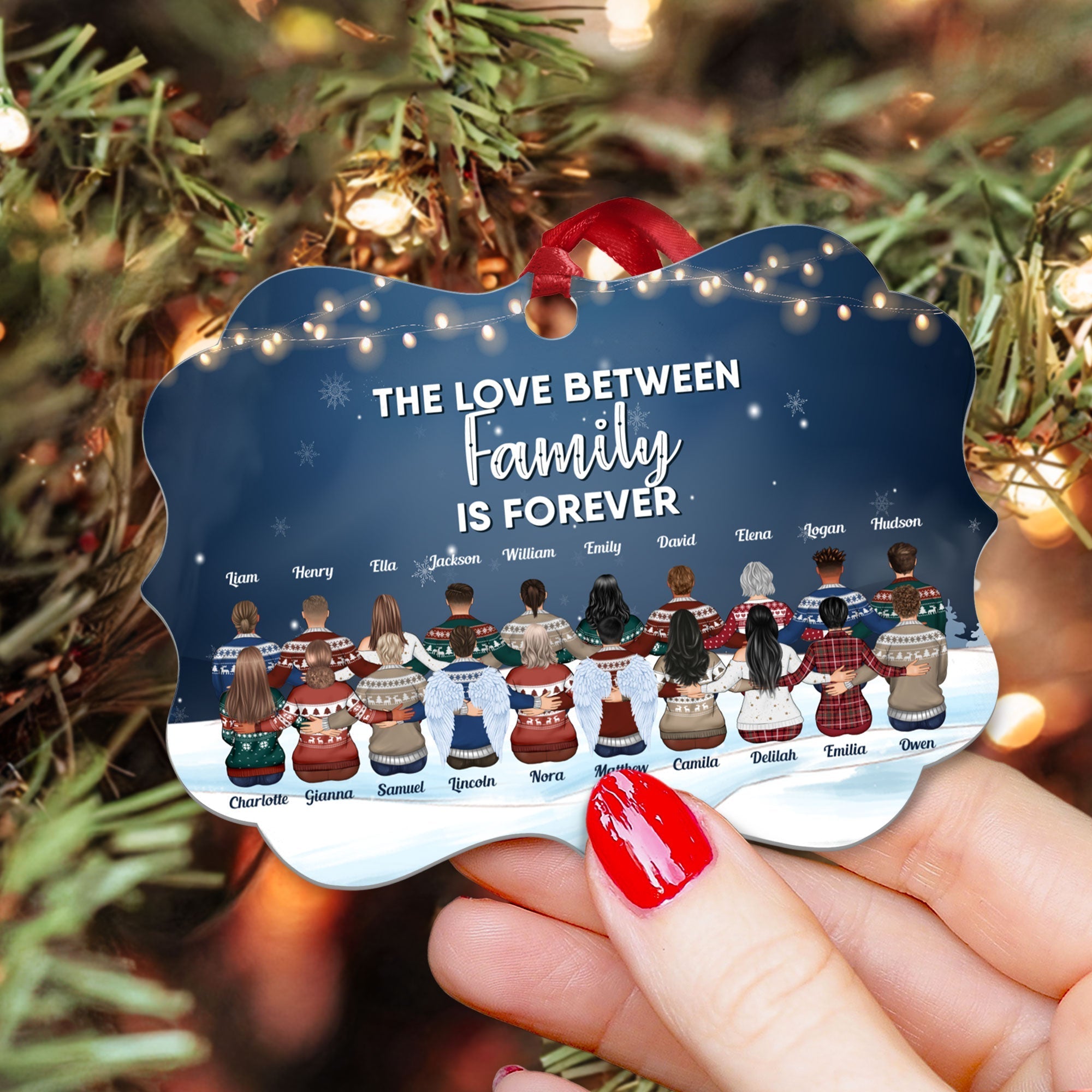 The Love Between Family Is Forever - Personalized Aluminum Ornament - Christmas Gift Siblings Ornament For Siblings - Family Hugging - Up To 20 People