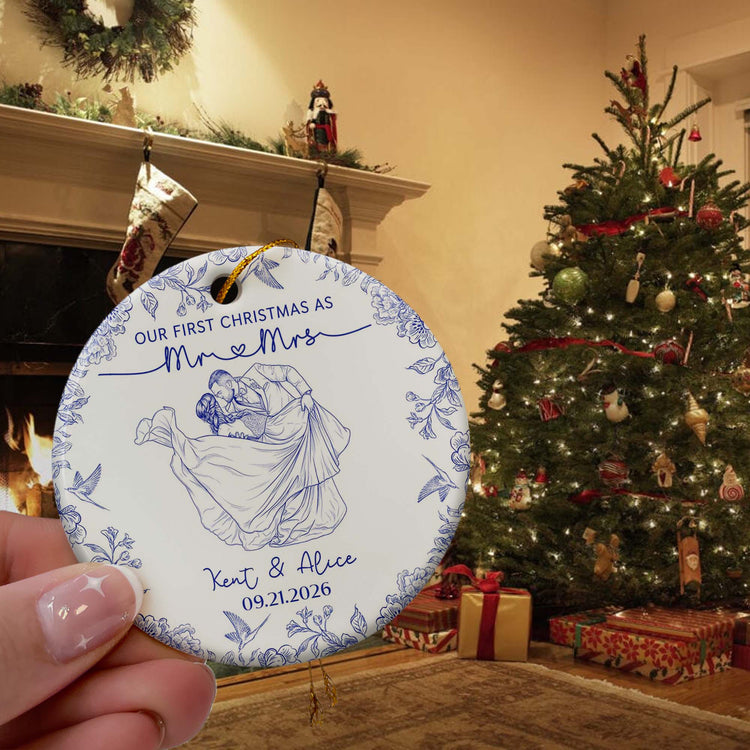 toile-de-jouy-your-photo-our-first-christmas-as-mr-mrs-personalized-ornament-3