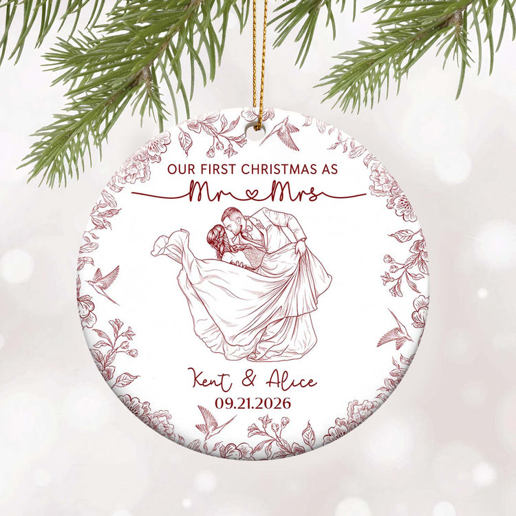 toile-de-jouy-your-photo-our-first-christmas-as-mr-mrs-personalized-ornament-7